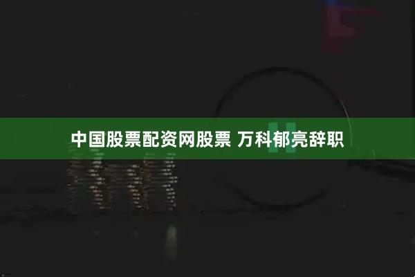 中国股票配资网股票 万科郁亮辞职